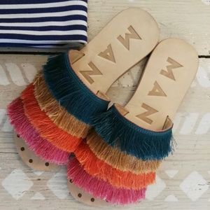 Manebi Ibiza fringed sandals 36 5.5/6 New